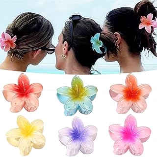 Pinces à cheveux plumeria hawaïennes, 6 pièces pinces à cheveux à fleurs tropicales