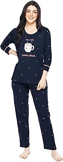 Ensemble chemise de nuit, haut et pyjama en coton à pois pour femme