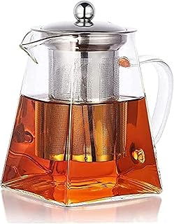 Théière carrée en verre borosilicate de 950 ml pour thé en vrac, théière