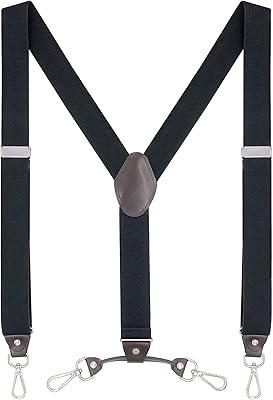 Jarretelles pour hommes avec crochets pivotants et supports réglables, adaptées aux bretelles robustes