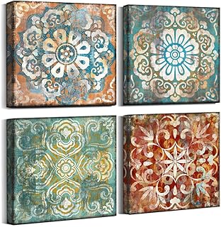 Art mural sur toile à motif floral vintage pour chambre coucher