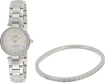 Montre coach pour femme avec cadran argenté et bracelet en acier inoxydable