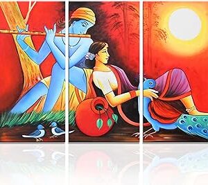 Art mural de la tour du seigneur radha krishna, décoration d'intérieur, impression sur toile, images religieuses hindoues, 3 pièces, affiche encadrée prête à accrocher (48" de largeur x 32" de hauteur). Consommez mieux avec Diaytar, votre marketplace discount