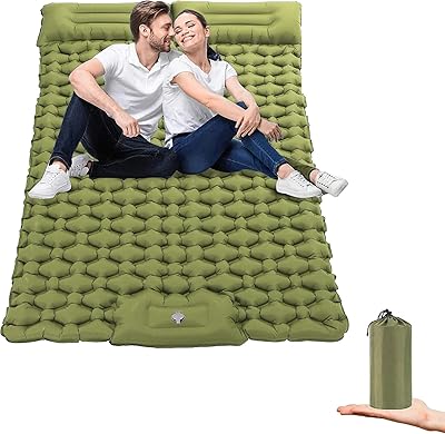 Coussin de couchage de camping, matelas pneumatique de camping avec oreiller pour 2