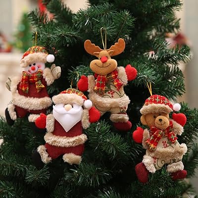 Ensemble de décorations de noël, 4 pièces en velours à suspendre pour sapin