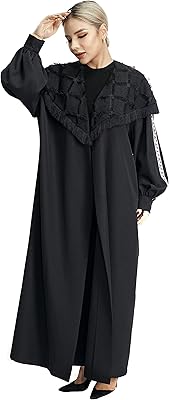 Abaya musulmane dirndlwell pour femme entièrement couverte robe tendance avec pompons