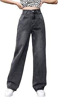 Jean boyfriend baggy taille haute pour femmes, jean droit tendance, jambes larges, pantalon