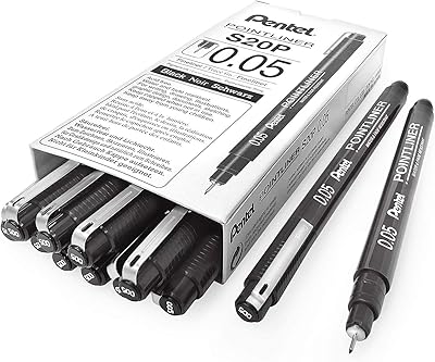 Stylo pentel arts point liner, 0,05 mm, encre noire, boîte de 12 (s20p-05a)