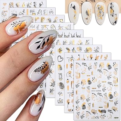 Autocollants 3d auto-adhésifs dorés pour nail art, autocollants graffiti amusants, imprimé léopard