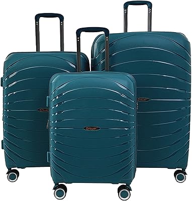 Ensemble de bagages rigides extensibles en polypropylène ultra léger avec roulettes, vert sarcelle