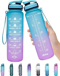 Grande bouteille d'eau alvira de 32 oz avec indicateur de temps de motivation