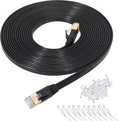 Câble ethernet sstp cat 7 noir haute vitesse, 5 mètres de long, plus