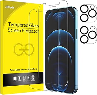 Protecteur d'écran jetech pour iphone 12 pro 6,1 pouces avec protecteur d'objectif d'appareil