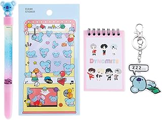4 pièces kopo bt21 koya fournitures scolaires avec stylos gel carnet porte-clés autocollant