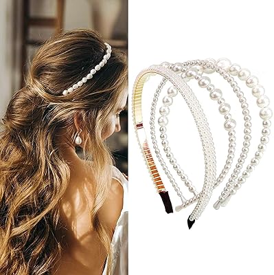 4pcs bandeaux blancs en strass avec fausses perles bandeau de mariée