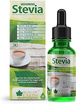 Bliss of earth 99,8% gouttes de stevia liquide originales 30 ml, glycérine céto