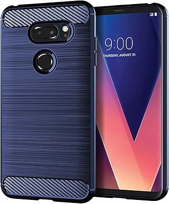Coque pour lg v30, motif de texture en fibre de carbone brossée, caoutchouc