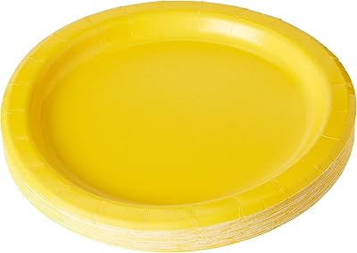 Assiettes de fête uniques modèle 99154 ​​​​- taille 18 cm, jaune fluo, lot
