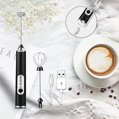 Mélangeur de boissons à mousseur à lait électrique rechargeable belair avec fouet