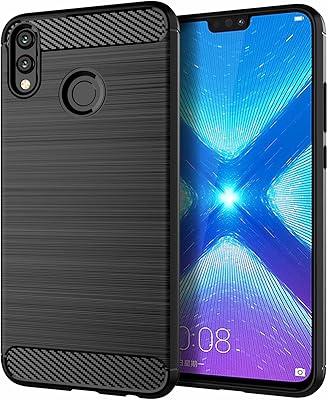Coque pour huawei honor 8x, motif de texture en fibre de carbone brossée