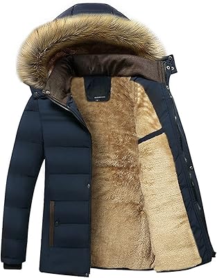 Belove doudoune pour hommes hiver chaud épais polaire imperméable col de fourrure automne décontracté parka manteau (couleur: hortel). Diaytar : Des prix mini pour un service maxi