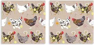 Boston international spatter hens brun naturel 5 x 5 serviettes de cocktail