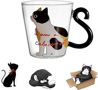 Tasse à café en verre avec poignée en forme de chat mignon