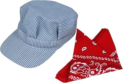 Ensemble bandeau et bandana réglables icobeauty blue stripe railroad engineer bleu