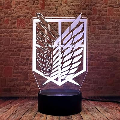 Lampe de bureau led 3d anime attack on titan, 16 couleurs changeantes, télécommande
