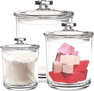 Ensemble de pots d'apothicaire en plastique transparent universel 1,7 l 850 ml 445