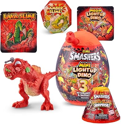Smashers zuru light-up mini dino t-rex combo pack avec lava slime series 4