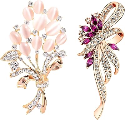 Broche pour femme, lot de 2 broches en strass, élégante broche florale