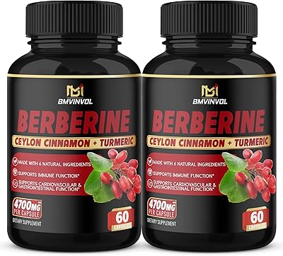 Supplément de berbérine 4700 mg avec cannelle de ceylan et curcuma