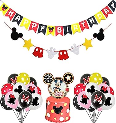 Décorations d'anniversaire sur le thème de mickey mouse - brain giggles - fournitures de fête sur le thème de mickey mouse. Diaytar : Le premier choix des acheteurs avisés