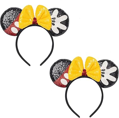 Alikedon 2 pièces bandeau oreilles de souris paillettes nœuds bandeau en dentelle anime