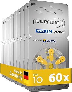 Pile powerone originale 10, (60 unités/emballage) piles zinc-air pour appareils auditifs (jaune) taille