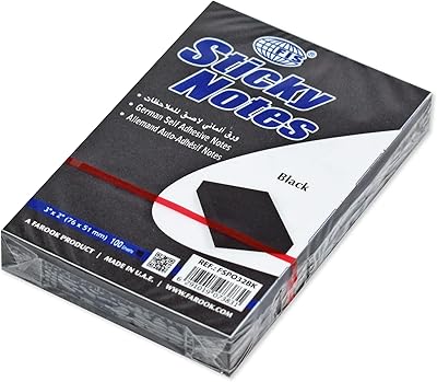 Cahier autocollant fis®, 3" x 2", paquet de 12, noir, 100 feuilles