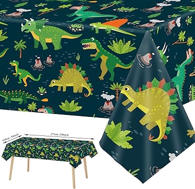 Nappe en plastique dinosaure 3 pièces pour fête d'anniversaire, fête d'anniversaire de garçon