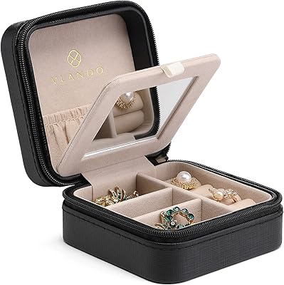Vlando petite boîte à bijoux de voyage en simili cuir présentoir de rangement