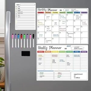 Calendriers magnétiques de réfrigérateur pour tableau blanc | planificateur magnétique mensuel, hebdomadaire et quotidien | ensemble de 3 planificateurs de tableau blanc pour réfrigérateur | calendrier de réfrigérateur avec 8 marqueurs magnétiques colorés, 1 gomme. Votre supermarché en ligne au Sénégal, c'est Diaytar