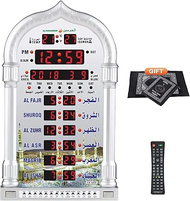 Horloge murale islamique numérique led diagoi horloge pour les heures de prière