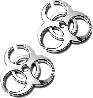2 x 3d signe biochimique en métal argenté logo voiture moto réglable logo