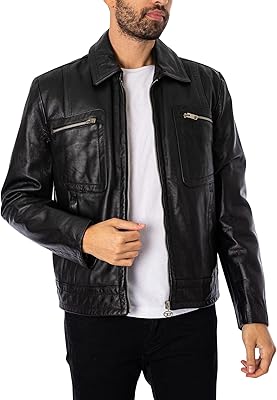 Veste en cuir cale pour homme noir