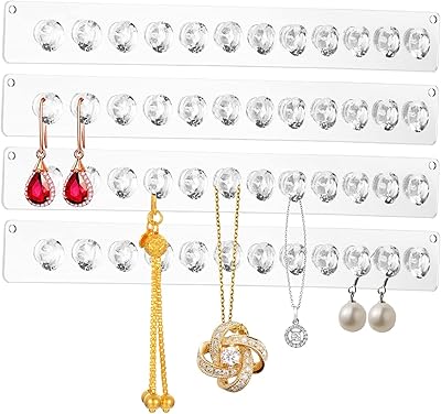 Cintre de collier, paquet de 4 organisateurs de colliers en acrylique, support mural