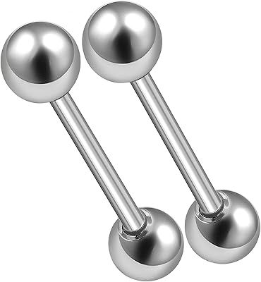2 anneaux de langue en acier chirurgical de calibre 14, bijoux de perçage