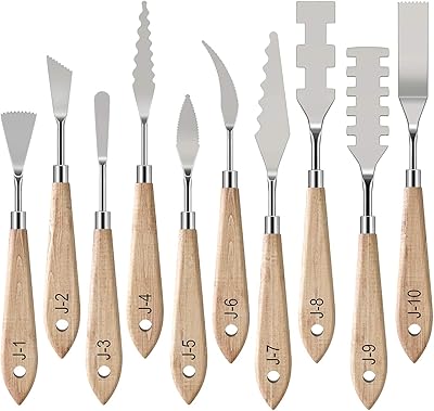 Ensemble de couteaux de peinture en acier inoxydable 10 à palette outils d'art