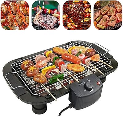 Gril électrique antiadhésif portable ajh avec 5 niveaux de contrôle de température, table