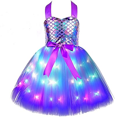 Costume de sirène pour filles robe tutu lumineuse à led