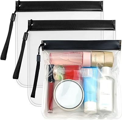 Siosi 3 pièces trousses de toilette de voyage transparentes imperméables, étanches, verrouillables, sacs