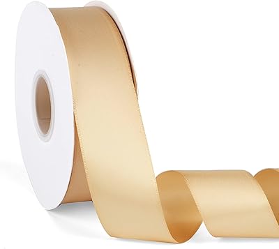 Ruban de satin doré double couleur unie 1-1-2" x 50 mètres ruban